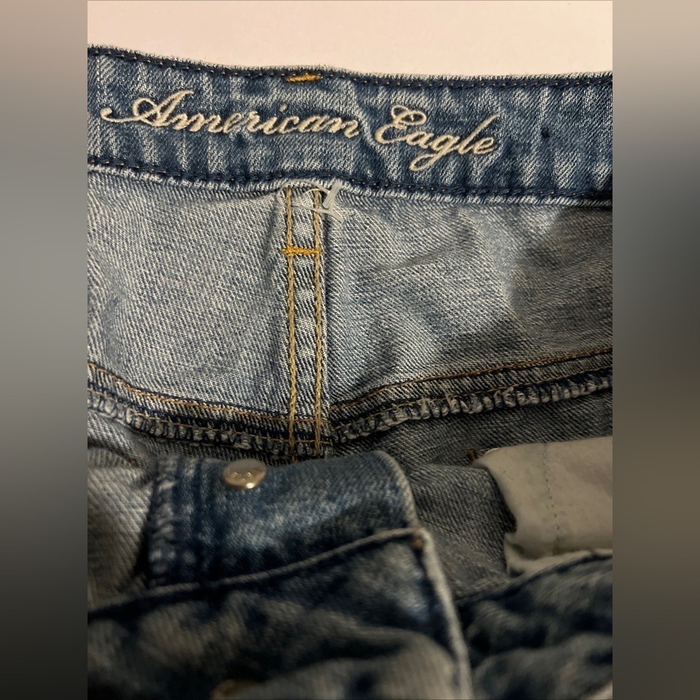 American Eagle high Rise button fly Shortie Shorts Cutoff Distressed raw hem 6 - Picture 6 of 8